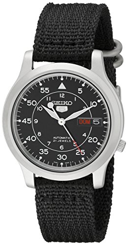 Reloj de acero SNK809 Seiko 5 automático inoxidable Seiko Hombres de Negro con correa de lona