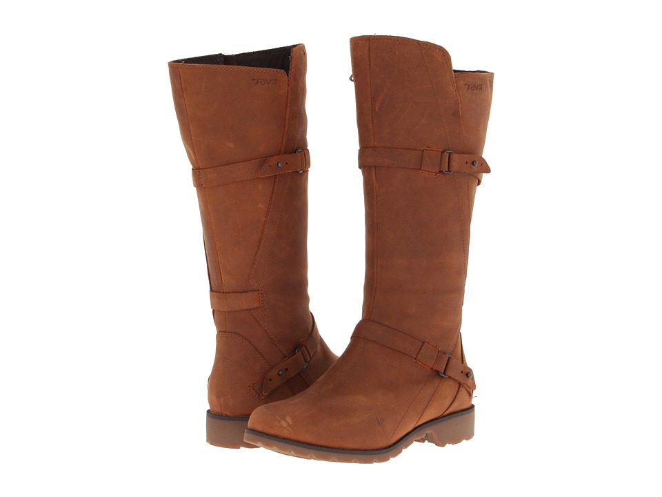 Bota Mujer Teva De La Vina Café Planos Cuero Natural