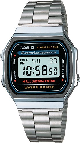 Hombre Casio A168W-1 reloj de acero inoxidable