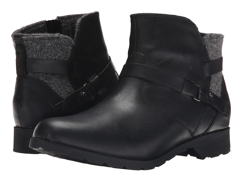 Bota Mujer Teva Delavina Ankle Wool Negro Planos Lana Tela Cuero Natural