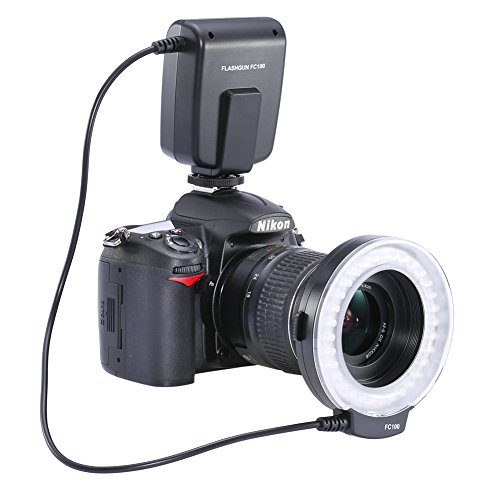Neewer FC100 32 super brillante LED anillo de flash macro para Canon, Nikon, Olympus, Pentax Cámaras Reflex (Cabrá 52, 55, 58, 62, 67, 72, lentes de 77mm) Canon EOS Digital Rebel T1i (500D), T2i (550D) , XSI (450D), XTI (400D), XT (350D), 60D, 50D, 40D, 30D, 20D, 10D, 1D, 5D Mark 2, 5D Mark 3, Nikon D7000, D3200, D3100, D5100, D5000