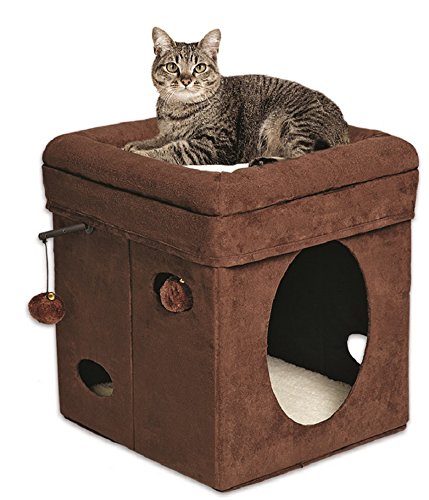 MidWest viviendas para los animales domésticos del gato curioso del cubo, Gamuza marrón