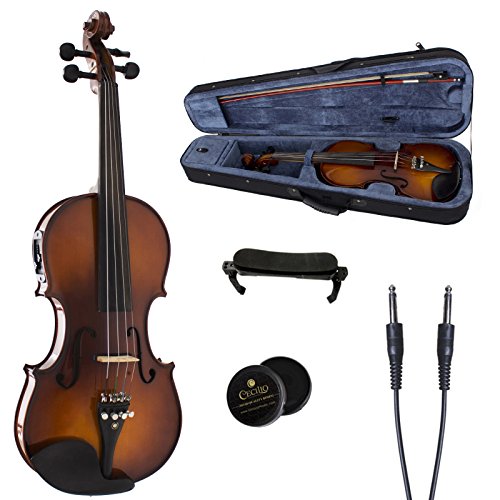 Cecilio 4/4 CVNAE-330 + SR Ebony Equipada acústico / eléctrico Violín en la antigüedad barniz