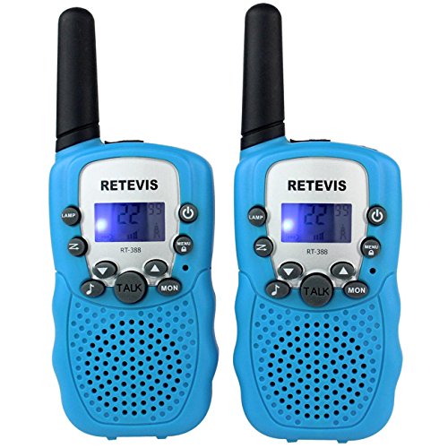 Retevis RT-388 22CH Pantalla LCD linterna VOX Niños bienvenidos walkie talkie (azul, 1 par)