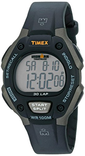 T5E901 hombres Timex Ironman Classic Negro 30 Ampliar / gris Resina reloj de la correa